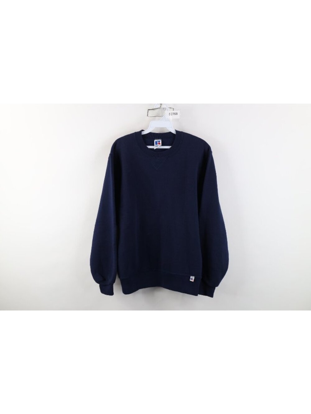 Vintage 90s Russell Athletic Mens Small Faded Blank Crewneck Sweatshirt Blue USA